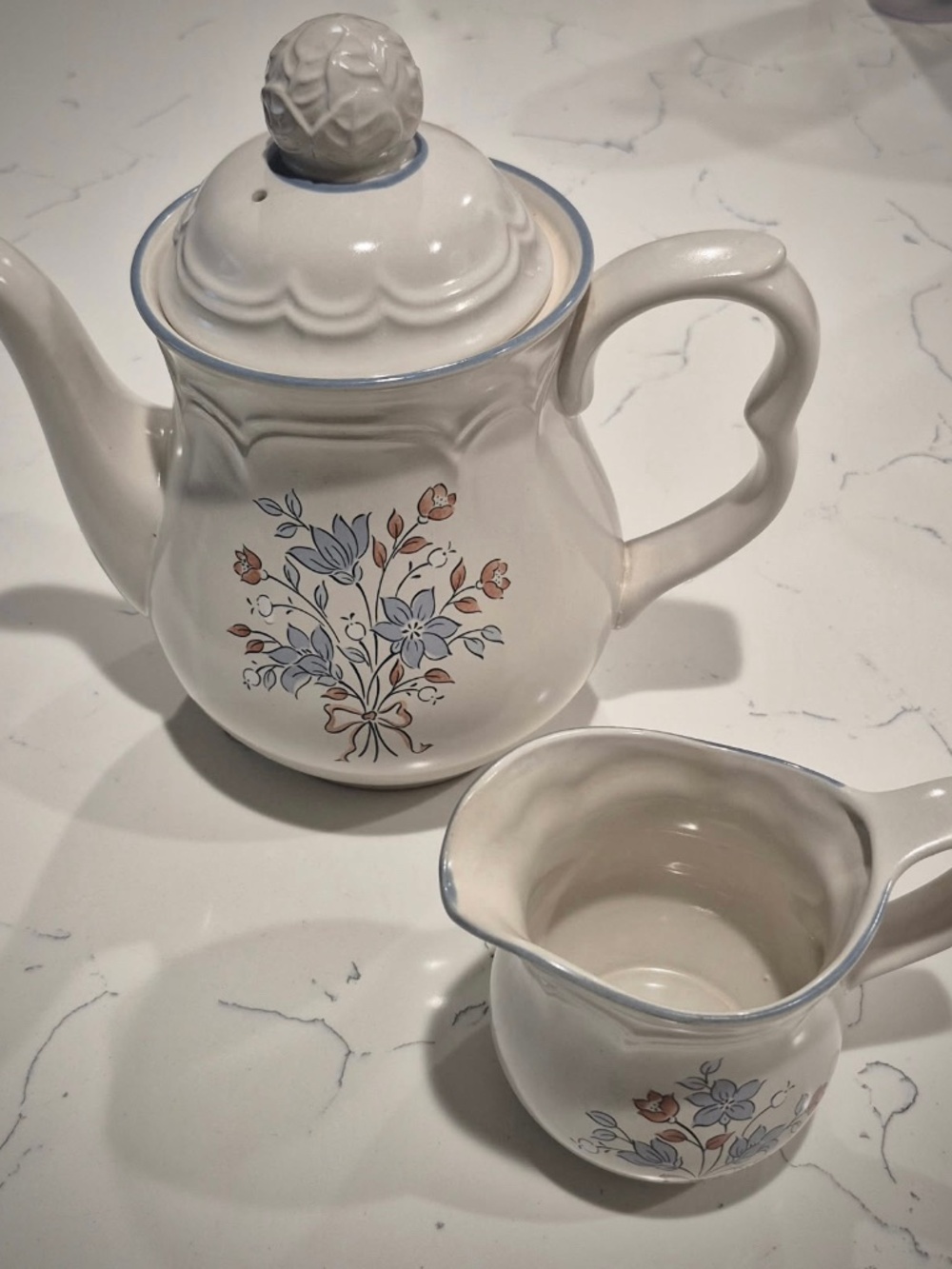 Cottage Core Cordella Bluet Teapot and Creamer